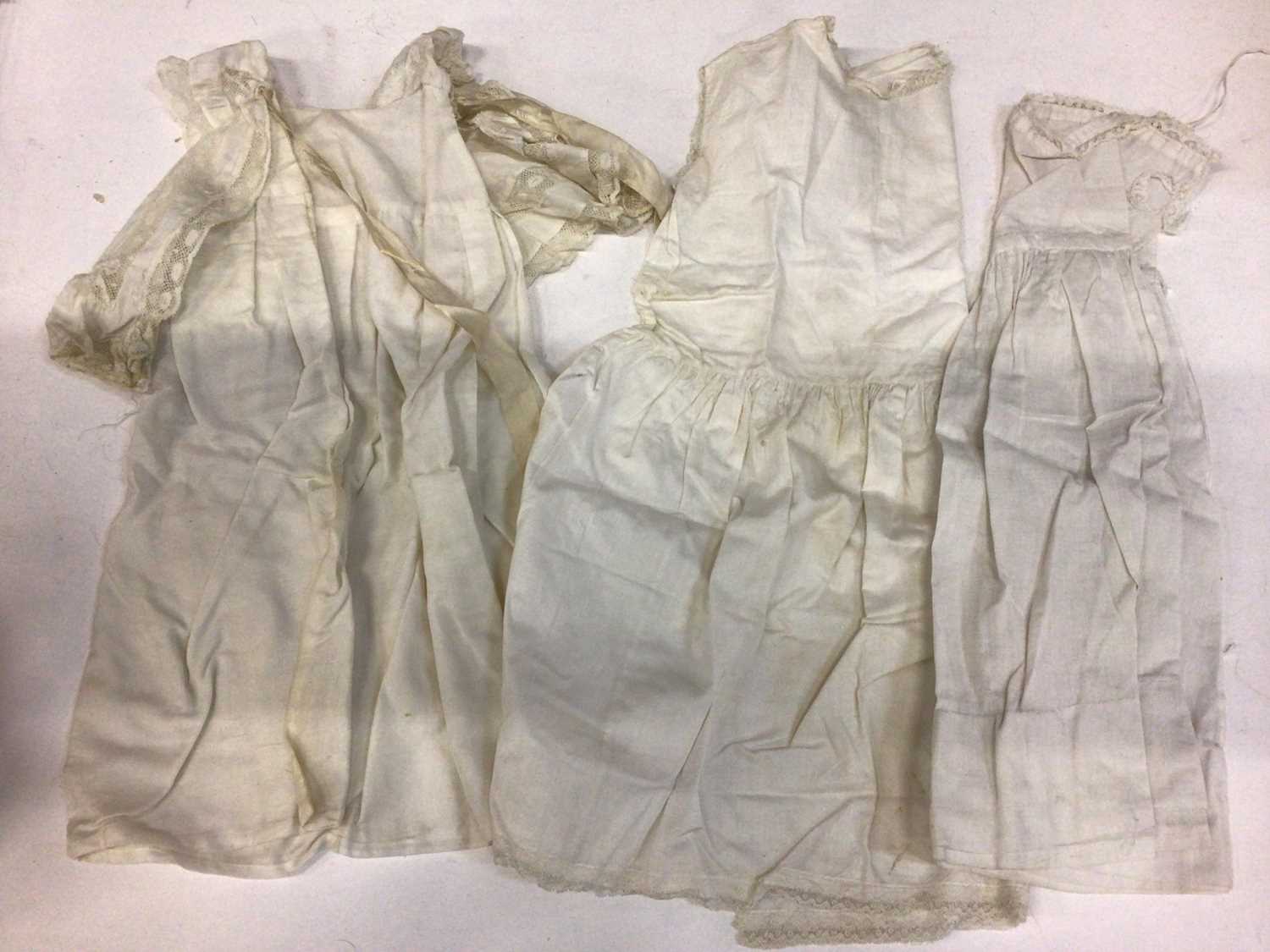 Lot 1846 - Doll's clothing including late 19th century black brocade and lace corset Like Mamma's Doll's Corset with metal stays and fastenings and laced back, white cotton petticoats, white cotton and lace...