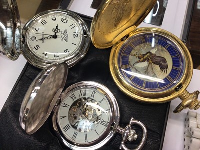 Lot 801 - Silver St. Christopher pendant on chain, various pocket watches, Rotary Ceramique wristwatch and bijouterie