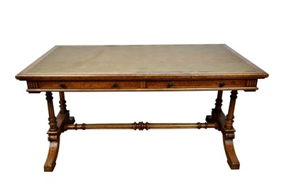 Lot 1399 - Fine quality Victorian Gillow & Co figured walnut and gilt heightened library table