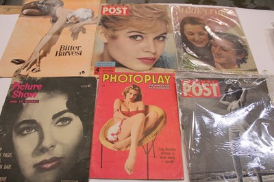 Lot 1472 - Large box of 1930's - 70's mixed ephemera including Film-The Elvis Story by RCA, Bitter Harvest booklet by Rank, Brigette Bardot front cover Picture Post, fashion, French magazines-Marie Claire 193...