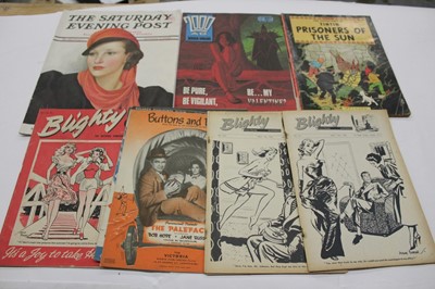 Lot 1472 - Large box of 1930's - 70's mixed ephemera including Film-The Elvis Story by RCA, Bitter Harvest booklet by Rank, Brigette Bardot front cover Picture Post, fashion, French magazines-Marie Claire 193...
