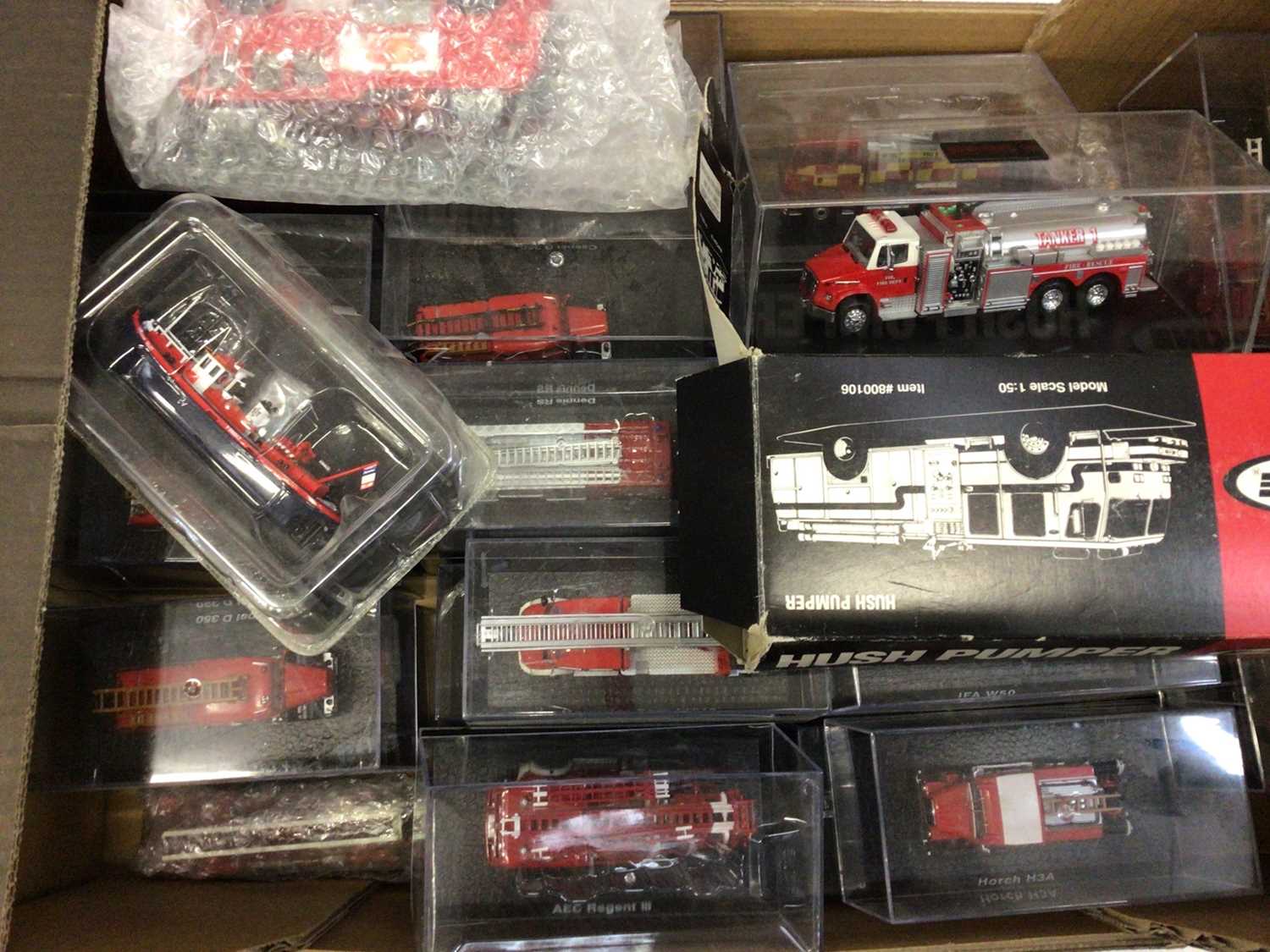 Fire Engine Box Model Lot 1980 - Five boxes of boxed die cast fire engines
