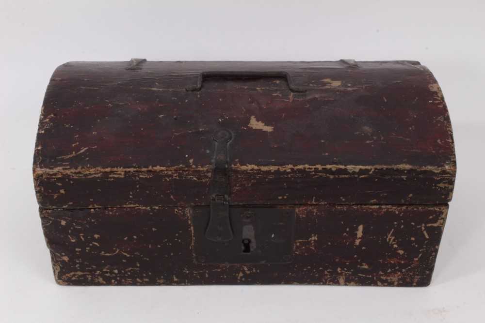 Lot 703 - 18th century painted wooden casket