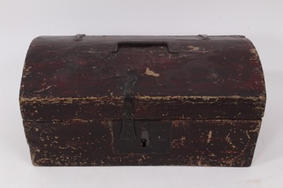 Lot 703 - 18th century painted wooden casket