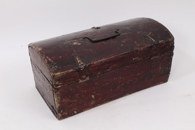 Lot 703 - 18th century painted wooden casket