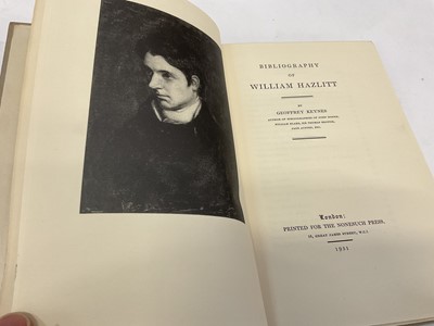 Lot 1755 - Private Press collection, including Geoffrey Keynes bibliography of William Hazlitt, Nonesuch 1931, numbered 633/750, together with George Moore - A Communication to my friends, Nonesuch 1933, numb...