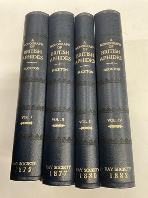 Lot 1799 - Buckton - A Monograph of British Aphides, 4 Vols. published Ray Society 1875, 1877, 1880, 1882, modern half calf binding