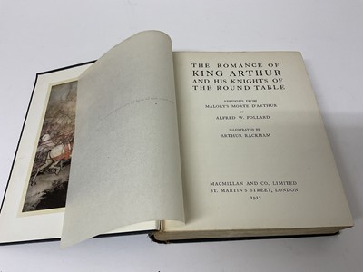 Lot 1756 - Arthur Rackham - The Romance of King Arthur, abridged from Malory's Morte D'Arthur by Alfred W. Pollard, blue cloth with decorative gilt, published by Macmillan and Co., Limited, 1917