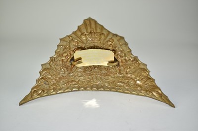 Lot 719 - Victorian 16th Lancers brass Lance cap / Czapka plate.