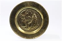 Lot 740 - 17th century Nuremberg brass alms dish with...