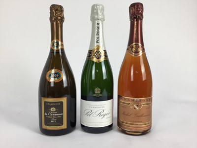 Lot 7 - Champagne - three bottles, Pol Roger, boxed, Charles de Cazanove 2009 and Michel Guilleminot Rose