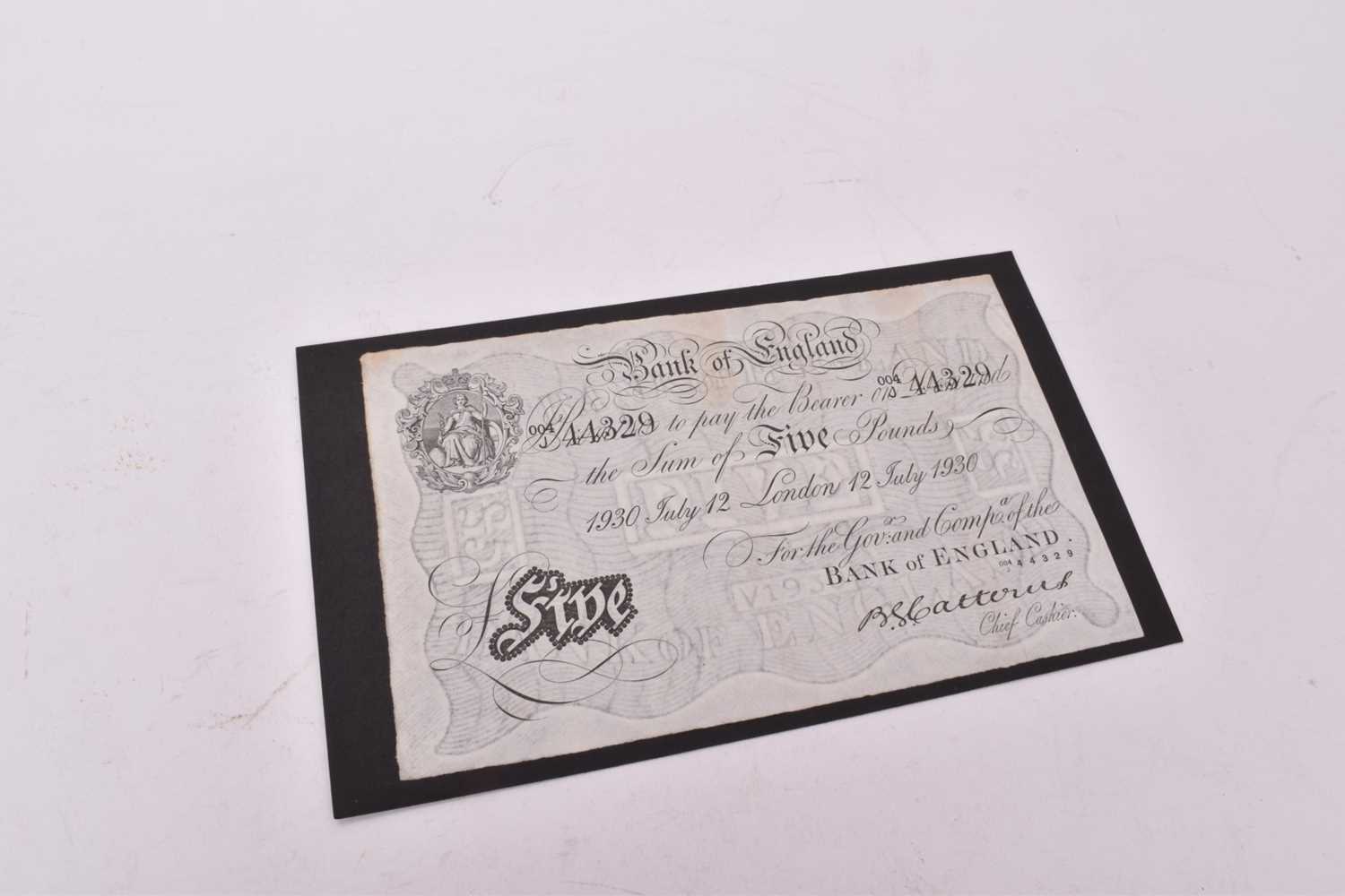 Lot 517 - G.B. - Black on white Five Pound banknote, London 12 July 1930 prefix J 004 Chief Cashier B.G. Catterns AEF (1 banknote)