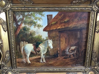 Lot 132 - Laine Porter, a pair of oils on canvas - ponies, 19cm x 24cm, framed