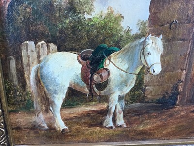 Lot 132 - Laine Porter, a pair of oils on canvas - ponies, 19cm x 24cm, framed