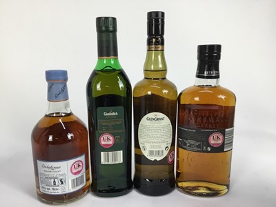 Lot 59 - Whisky - four bottles, Glen Grant 16 years old, Glenfiddich 12 years old, Dalwhinnie Winters Gold and Highland Park 12 years old, each boxed