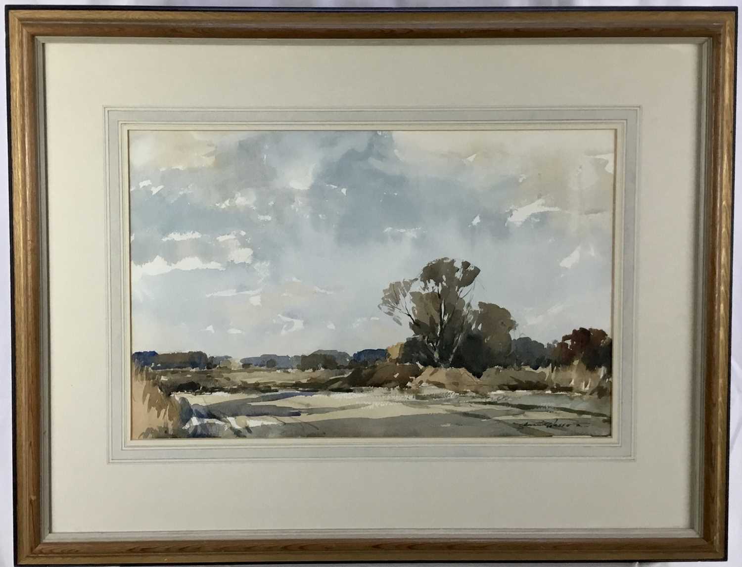 Lot 88 - Edward Wesson (1910-83) watercolour - landscape, 50cm x 32cm, mounted in glazed frame