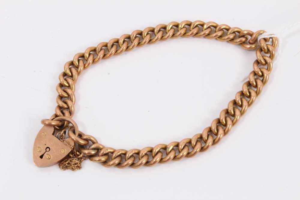 Lot 106 - Victorian 15ct rose gold curb link bracelet with padlock clasp