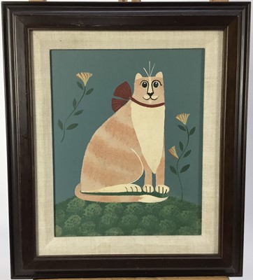 Lot 103 - Wendy Presseissen (American) oil on canvas - A cat posing, inscribed verso, 24 x 19cm, framed