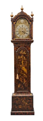 Lot 674 - 18th century longcase clock by Thomas Moore Ipswich in faux tortoiseshell and chinoiserie decorated case.