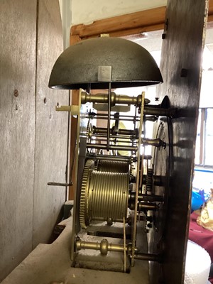 Lot 674 - 18th century longcase clock by Thomas Moore Ipswich in faux tortoiseshell and chinoiserie decorated case.