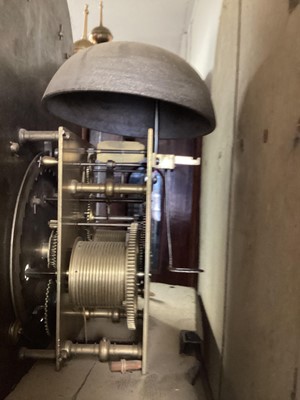 Lot 674 - 18th century longcase clock by Thomas Moore Ipswich in faux tortoiseshell and chinoiserie decorated case.