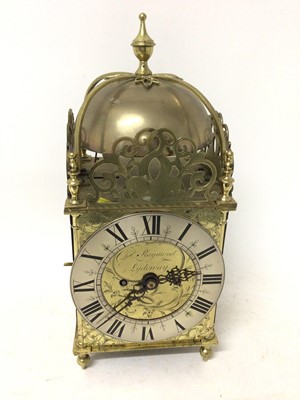 Lot 668 - Victorian brass 17th century style lantern clock striking on bell with fusee movement