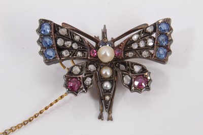 Lot 110 - Edwardian multi gem set butterfly brooch