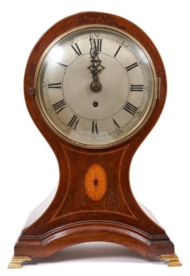 Lot 663 - Large late 19th century bracket clock in inlaid mahogany balloon-shaped case