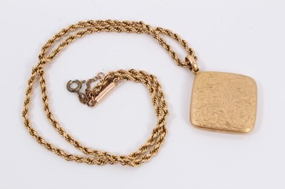 Lot 112 - Victorian 15ct gold locket on 9ct gold rope twist chain