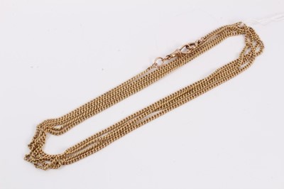 Lot 114 - 19th century 9ct gold guard chain/ long chain
