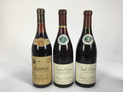 Lot 64 - Wine - twelve bottles, to include Barolo 1981, Louis Jadot Nuits St. Georges 1982 and 1986, Crozes Hermitage 1985 and others