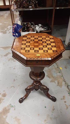 Lot 1160 - Victorian inlaid walnut trumpet-shaped needlework table