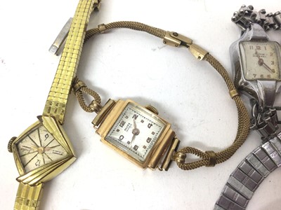 Lot 307 - Small collection of 1960s ladies wristwatches including 18ct gold cased Ancre watch on plated bracelet (8)
