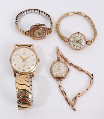 Lot 116 - Four gold cased vintage wristwatches
