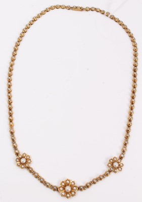 Lot 123 - Victorian yellow metal and seed pearl necklace necklace