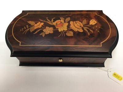 Lot 2585 - Contemporary Cylinder Musical box by Reuge in floral marquetry inlaid box, playing Pachelbel's Canon (3 parties)