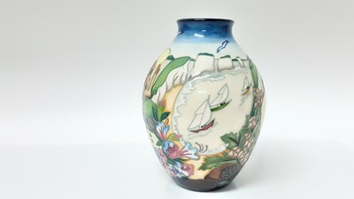 Lot 1336 - Moorcroft limited edition vase - 'A Walk Through Time', 3/8 no.64 of 100. Circa 2012