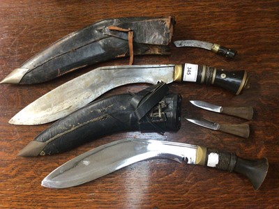 Lot 345 - Two Kukris and a dagger