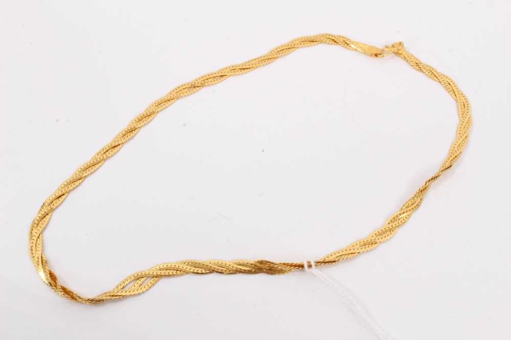 Lot 296 - Chinese gold woven necklace, stamped 999 and Chinese marks, 999.