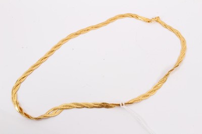 Lot 296 - Chinese gold woven necklace, stamped 999 and Chinese marks, 999.