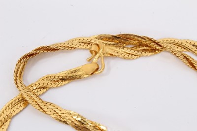 Lot 296 - Chinese gold woven necklace, stamped 999 and Chinese marks, 999.