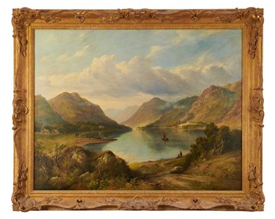 Lot 1193 - Henry George Duguid (act. 1828-1860) oil on canvas- Extensive Scottish Loch scene