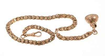 Lot 480 - Victorian gold chain with fancy links with pierced stars, and fob