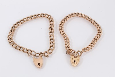 Lot 484 - Two 9ct gold curb link bracelets with padlock clasps