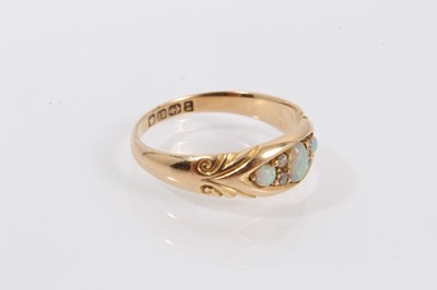 Lot 485 - Late Victorian 18ct gold opal and diamond ring Birmingham 1899.