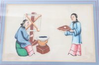 Lot 728 - Five 19th century Chinese paintings on rice...