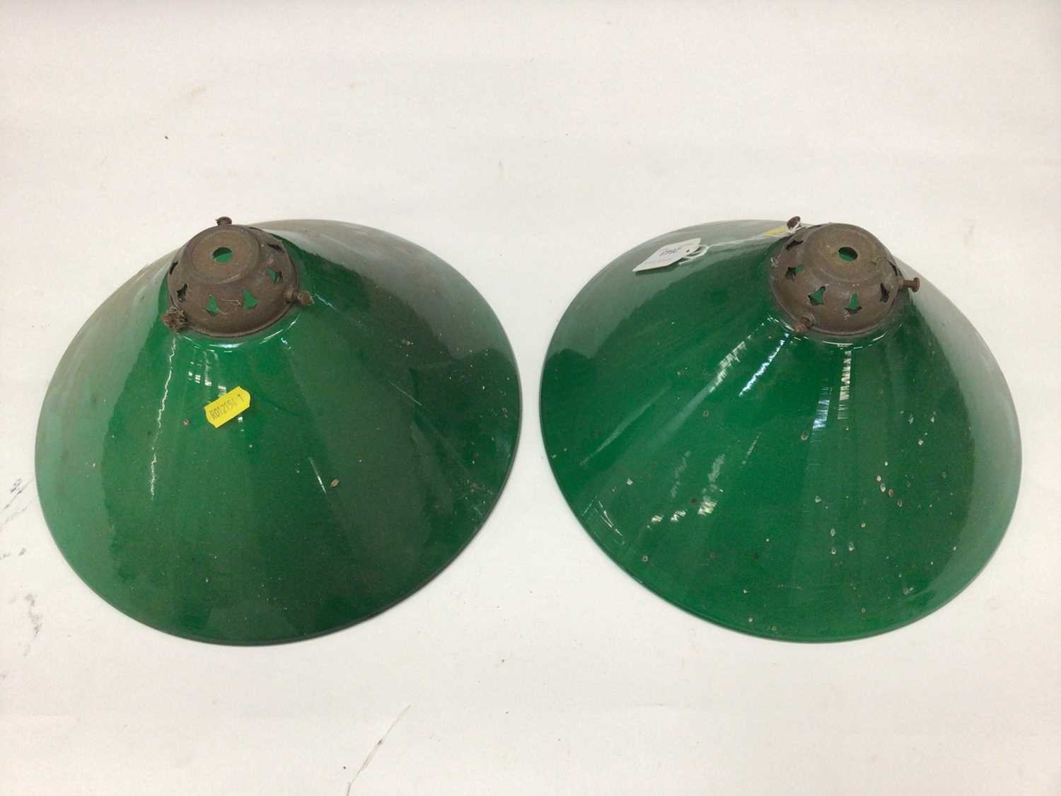 Lot 2643 - Pair of green glass ceiling light shades