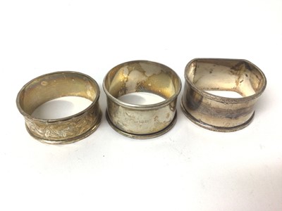 Lot 134 - Six various silver napkin rings and one silver plated (7)
