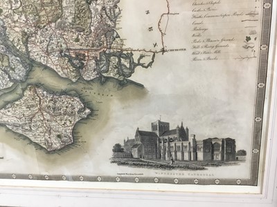Lot 152 - 1820s hand coloured engraved map of Southampton by C & I Greenwood, engraved by Neele 1829, in glazed frame