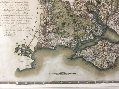 Lot 152 - 1820s hand coloured engraved map of Southampton by C & I Greenwood, engraved by Neele 1829, in glazed frame
